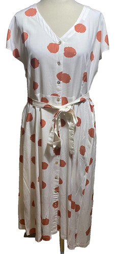 OFF WHITE Abito modal viscosa Adini cappuccio manica scollo V bottoni vita tasche taglia S