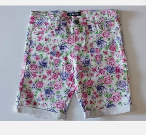 Tractr Girls Jeans Shorts Adj Waist Stretch Bermuda(PINK ROSE PRINT 14)NWT - Picture 1 of 3