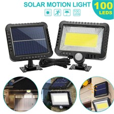 FARO COB 100 LED FARETTO CON SENSORE MOVIMENTO ESTERNO PANNELLO SOLARE LAMPADE