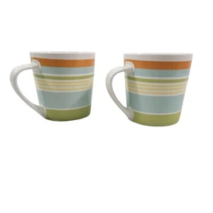 Taza de té de café de cerámica Starbucks multicolor a rayas 14 OZ - Juego de 2 - Imagen 1 de 10