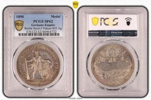 Germany Empire 1890 Silver Shooting Medal Berlin City View / Shooter PCGS SP62 - Picture 1 of 1