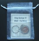 1949 75th birthday Lucky Farthing Charm key ring gift present bag retro royal x1