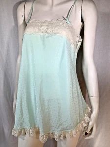 Camisón vintage aqua Chemise negligee Babydoll encaje Reino Unido mini punto S sexy sedoso - Imagen 1 de 8