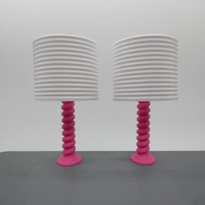 Juego de 2 Lámparas de Mesa Escala 1/6 Base Rosa Tono Blanco 1:6 Barbie Decoración Diorama Foto 1 de 4