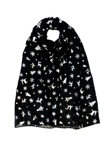 Women's Scarves Ladies glitter Scarf Metallic SnowFlake Xmas Deer Girl Snood - Picture 1 of 7