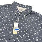 Original Penguin Mens Button Down Shirt Short Sleeve Floral Blue Print Size XL