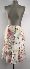 MAURICE ABOT Skirt mid length cream &amp; floral UK12 15&quot; edge to edge BNWT RRP &#163;105