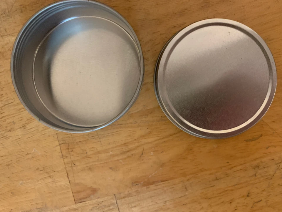 LOT of 6 Metal Tin Containers with Covers, Size 3 Oz, Color Silver, Qty 6 Total - Image 1 of 3