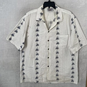 Pacific Legend Mens Hawiian Shirt White Floral XL Cotton VTG 90s Collar Pocket - Picture 1 of 9