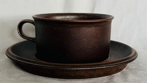 Vintage Arabia Ruska Stoneware Flat Cup & Saucer Made In Finland - Picture 1 of 5