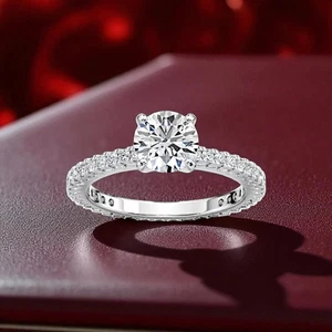 950 Platinum IGI Certified Lab Created Diamond Engagement Ring 1.35 Ct Round Cut - Picture 1 of 11