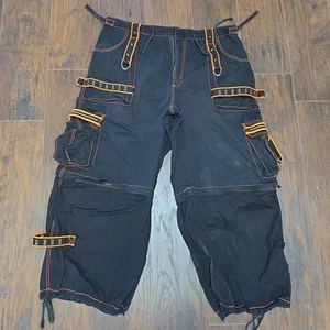 TRIPP NYC 2XL Pants Zip Off Shorts Cargo Rave Bondage Emo Punk Goth Black/Orange - Picture 1 of 13