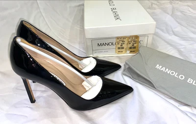 Manolo Blahnik BB Pump black patent leather pointed toe size IT 36B - Image 1 of 3