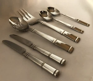RALPH LAUREN - MONTGOMERY - 6 SERVING PC SET - STAINLESS  FLATWARE  SILVERWARE - Picture 1 of 6
