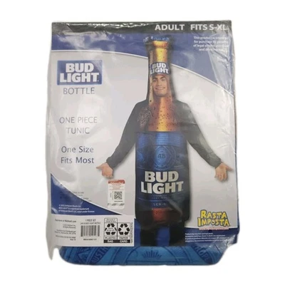 Bud Light Botella de Cerveza Túnica Halloween Disfraz Azul Nuevo En Paquete Adulto Talla Única Foto 1 de 4