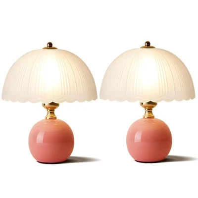 Керамическая настольная лампа набор из 2, современные прикроватные лампы розовый середины века винтажный De... - Изображение 1 из 4
