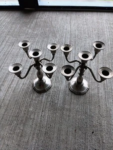 Vintage Set Of 2 Godinger Silver Art Co 5 Candle Four Arm Candelabra 8" - Picture 1 of 7