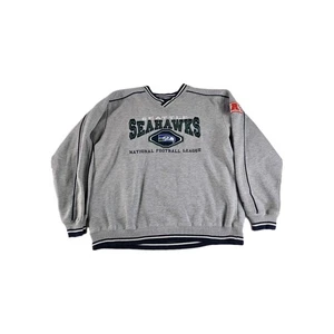 Vtg 90's Lee Sport NFL Seattle Seahawks Embroidered Sweatshirt Men L Gray Logo - Picture 1 of 12