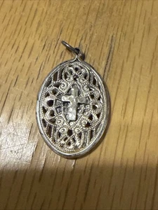 Viktorianischer Anhänger Sterlingsilber Markasiten Kreuz Medaille - Bild 1 von 4