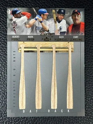2004 Fleer Classic Clippings Albert Pujols Mark Prior Alex Rodriguez /10 Bat - Image 1 of 2