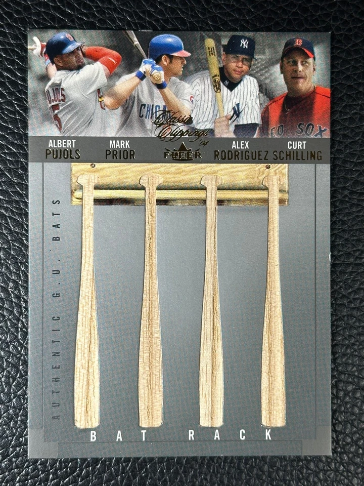 2004 Fleer Classic Clippings Albert Pujols Mark Prior Alex Rodriguez /10 Bat - Image 1 of 2