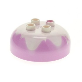 1X Lego Duplo Round Brick 4X4 Pink White Dome Ice Ball 10574 4644204 98220PB01