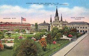 Jackson Square New Orleans Postkarte St. Louis Cathedral Cabildo - Bild 1 von 2