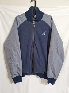 Jordan XL Navy Grey Full Zip Bomber Jacket With Pockets - Picture 1 of 20