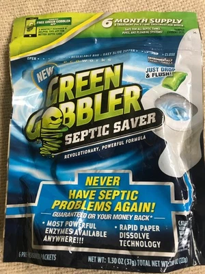 Green Gobbler Septic Saver Bacteria Enzyme Pacs 6 Month Tank Supply Easy NEW - Image 1 of 4