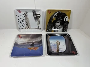 red robin restaurant Plates 7” Animals Gold Fish Dog Giraffe Chimpanzee Set Of 4 - Picture 1 of 6