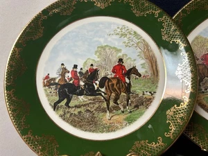 3 placas de 9"" raras Weatherby Hanley Royal Falcon Ware Stoke on Trent Fox Hunt - Imagen 1 de 3