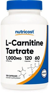 Nutricost L-Carnitine Tartrate 500mg, 120 Capsules - 1000mg Per Serving - Picture 1 of 5