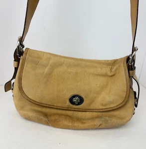 Coach Legacy Crossbody Bag Tan Leather Flap Top Duffle Bag F15170 Light Brown - Picture 1 of 14