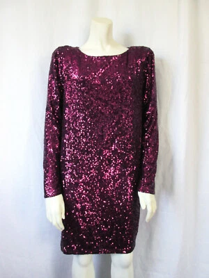 Новый Express M блестки фиолетовый эластичной резинке длинным рукавом мини праздник платье - Изображение 1 из 4