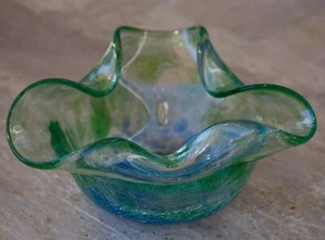 Antike KNISTERGLASSCHALE Jugendstil Wirbel mundgeblasen - Bild 1 von 7