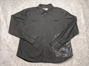 MACHINE Shirt Mens XXL Black Gray Long Sleeve Button Up Front and Back Print 2XL - Picture 1 of 10