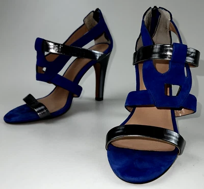 BCBGeneration Mujer Correas Eslinga Tacones de Aguja Glamour Plateado Azul 7.5B Foto 1 de 4