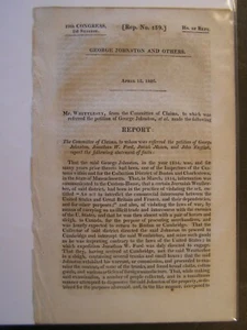 Gov Report 1826 George Johnson Inspector of Customs Boston & Charlestown MA 1814 - Bild 1 von 1