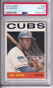 1964 Topps #29 Lou Brock PSA 6 EX-MT Chicago Cubs Baseball Hall Of Fame!