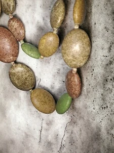 VINTAGE Statement Halskette 80er Jahre fett gesprenkelt oval mehrfarbig Perlen atemberaubend. - Bild 1 von 16