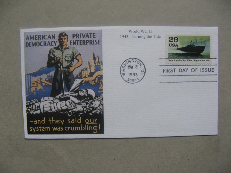 USA, ill. cover FDC 1993, WW-II invasion of Italy - Image 1 of 1