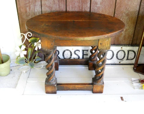 Antique French 1600s Rare Louis XIII Carved Oak Tavern Pub End Table Cover