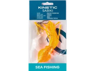Kinetic Sabiki BigFish Teaser #8/0 Pink/Glow Heilbutt Leng Dorsch Rig Vorfach - Bild 1 von 2