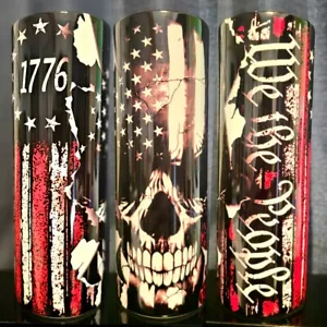 Vaso delgado Skull 1776 We The People 20 OZ TOTALMENTE NUEVO - Imagen 1 de 6
