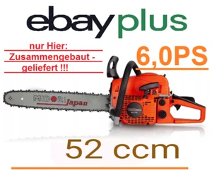 Benzin Kettensäge Motorsäge 6,0 PS 52ccm zusammengebaut nur hier ! - Bild 1 von 1