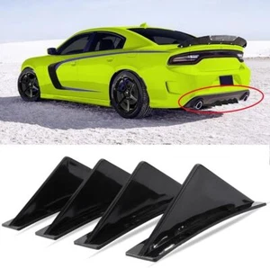 4 PCS Universal Car Rear Bumper Diffuser Shark Fin Spoiler Lip Splitter Black # - Picture 1 of 14