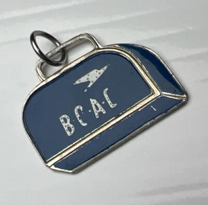 P&B 925 Sterling Silber Retro Anhänger Charm British Overseas Airways blaue Emaille - Bild 1 von 7
