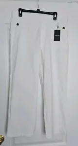Vivienne Duvall Women Pants Tummy Control Twill Cropped Wide Leg Pant White Crop - Picture 1 of 7