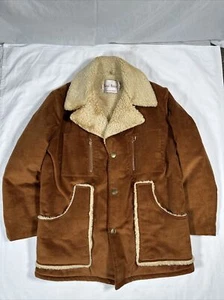 Vintage Royal Knight Cord Sherpa gefüttert Ranch Mantel Herren 42 Talon Reißverschluss - Bild 1 von 17