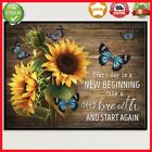 11Ct Diy Sunflower Butterfly And Text Stamped Cross Stitch Full Embroidery Craft